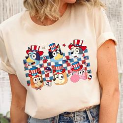 bluey 4th of july shirt, bluey independence day shirt, fourth of july shirt, bluey america patriotic shirt