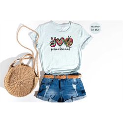 peace love art shirt, art teacher gift, teacher shirt, art t-shirt, artist t-shirt, art lover tee, art shirt