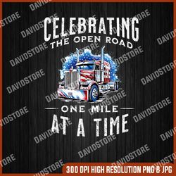 celebrate the open road as a trucker png, american flag trucker png, us truck driver flag png, semi truck flag png