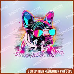 proud to be a frenchie lover png, cute french bulldog wearing sunglasses, png instant download clipart, french clipart
