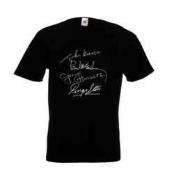 beatles autograph t shirt john lennon paul mccartney liverpool