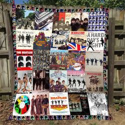 the beatles albums cover quilt blanket, the beatles music lovers blanket, the beatles fans quilt blanket bedding set, gi