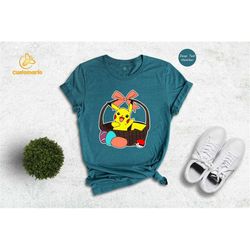 pikachu easter bunny shirt, pikachu easter egg t-shirt, cute easter tee, easter gift shirt, kids easter tee
