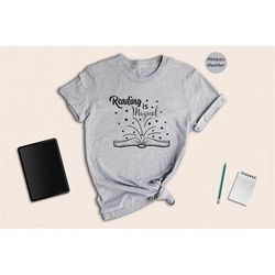 reading is magical t-shirt, book lover shirt, gift for bookworms, booksellers gift, fantastic book lover tee