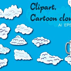 Cliparts of cartoon clouds.