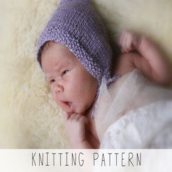 KNITTING PATTERN pixie bonnet x Newborn hat knit pattern x Beginners baby hat pattern x Bonnet pattern x Kids hat patter
