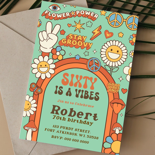 Groovy Invitation Editable Groovy Birthday Invitation, ANY AGE Groovy Style Bi - Inspire ...