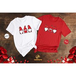 valentine gnomes hearts t-shirt,valentines day shirt for woman, cute valentine shirt, scandinavian gnome shirt