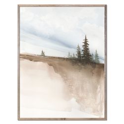 Pine Trees Abstract Watercolor Painting Evergreen Trees Art Print Christmas Trees Poster Minimalist Landscape Wall Art