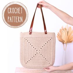 Crochet Bag Pattern PDF, Granny Square bag, Tote bag DIY, Beach Bag, Shopping bag, Shoulder bag, boho handbag