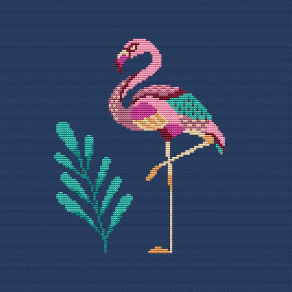 pink flamingo cross stitch