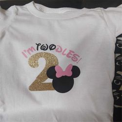 pink girl mouse birthday shirt, i'm twodles birthday shirt, minnie mouse birthday party, 2nd birthday party, minnie birt
