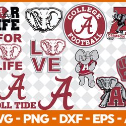 Alabama Crimson Tide Football Bundle Svg, Sport Svg, NCAA Svg, NCAA Logo Svg, Football Team Svg Digital Download