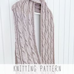 cable scarf knitting pattern scarf knit pattern aran scarf pattern easy scarf knit pattern women's scarf handmade gift