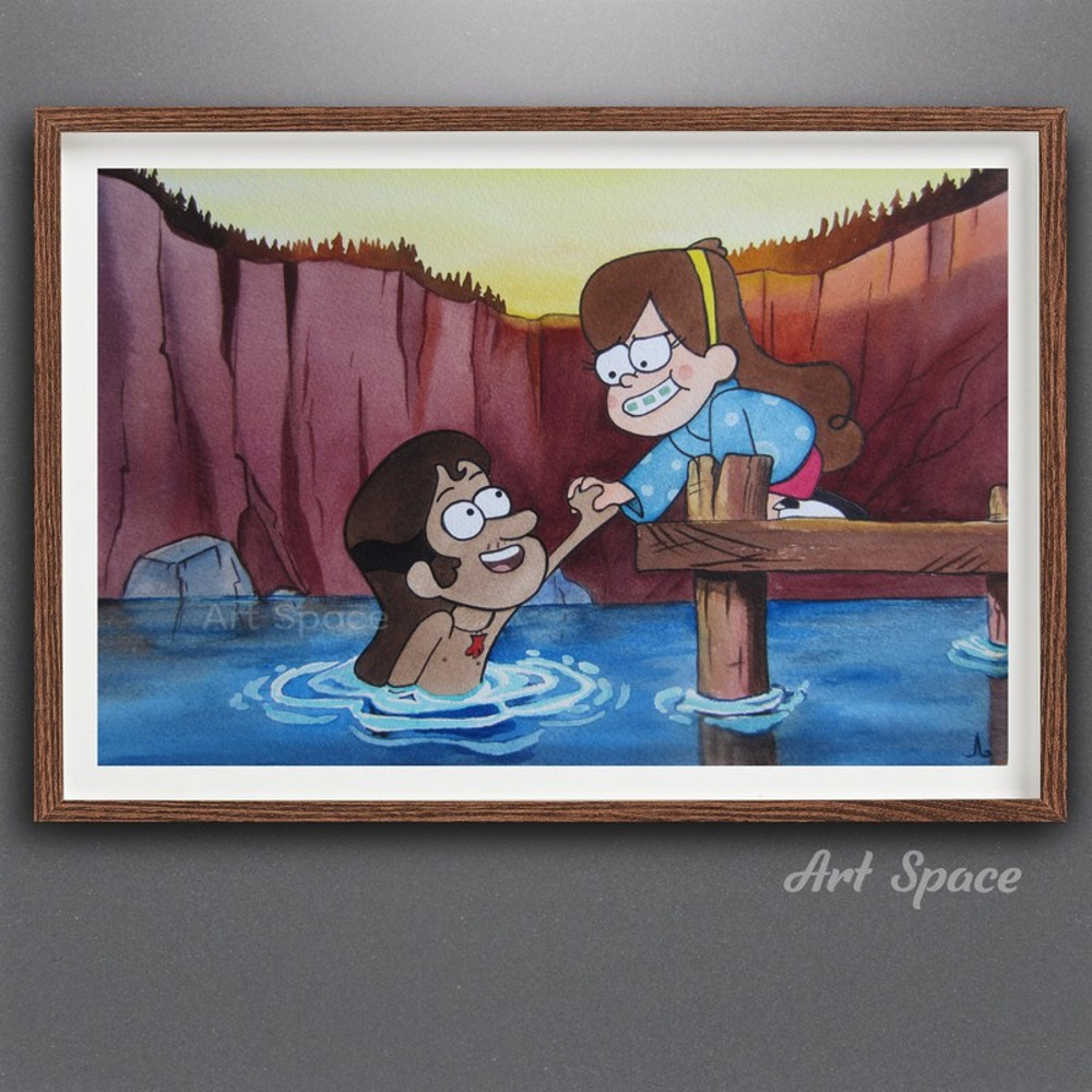 Gravity Falls-Mable Pines-Mermando-adolescent-children-cartoon, watercolor-painting-water-pier-2.jpg