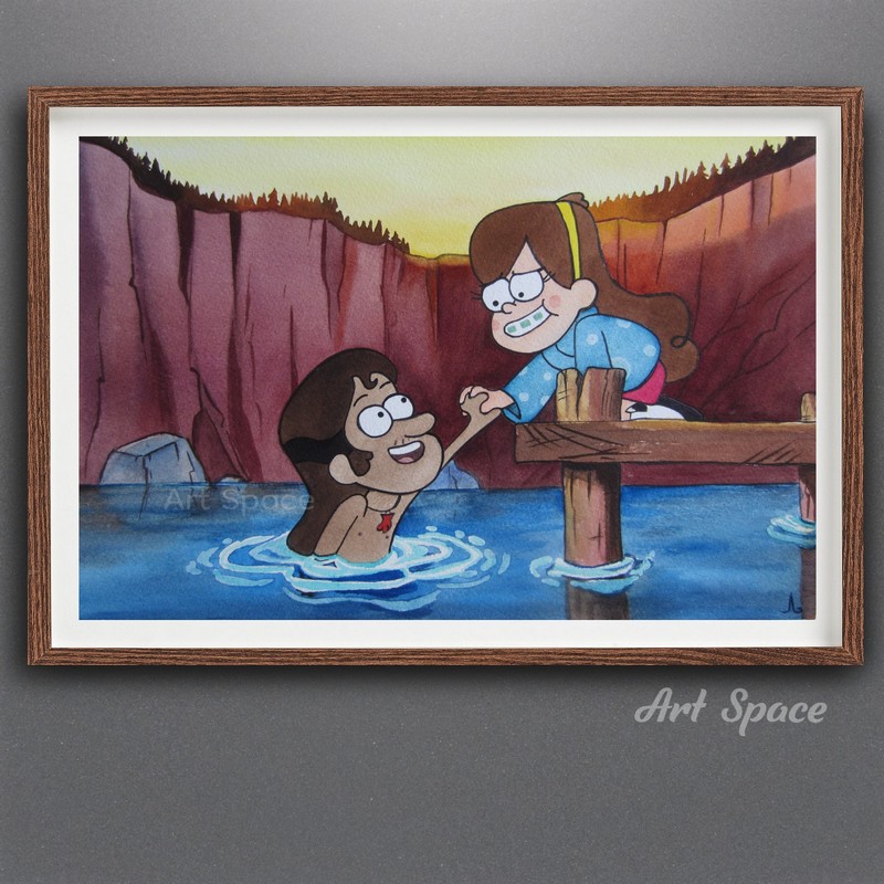 Gravity Falls-Mable Pines-Mermando-adolescent-children-cartoon, watercolor-painting-water-pier-2.jpg