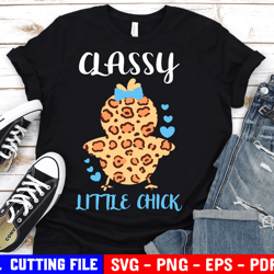classy little chick svg, easter chick svg, baby girl easter svg, kids easter shirt svg files for cricut & silhouette