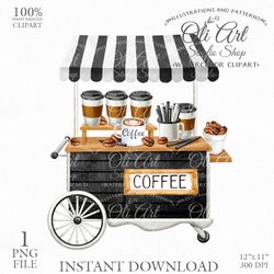 Coffee cart. Summer. Download clipart PNG. Spring Digital File. Digital Download. OliArtStudioShop