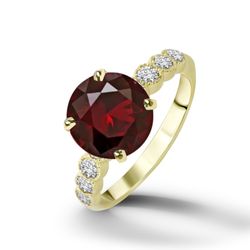 Garnet Ring - January Birthstone - Statement Ring - Gold Ring - Engagement Ring - Round Ring - Cocktail Ring