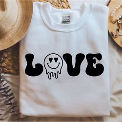 love smiley face svg | valentine's day svg | retro valentine svg | valentine shirt svg | groovy love valentine svg | hip