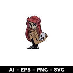 ariel catrina little mermaid svg, little mermaid svg, ariel svg, skull svg - digital file