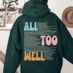 all too well (on back) sweatshirt, taylor's version tee, taylor all too well new music song,swiftie merch tee,new album