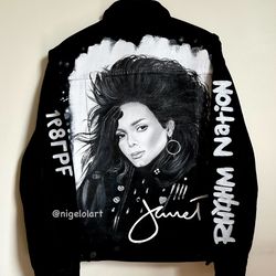 Janet Jackson Together Again concert tour Painted denim jacket Custom jacket Portrait from photo Personalized jacket