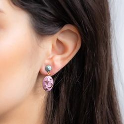 Creative Enamel Stud Earrings for Women 14K Gold Plated Elegant Earings