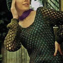 Vintage Crochet Pattern 280 Make a Shell Covered in Fish Net Jacket Women