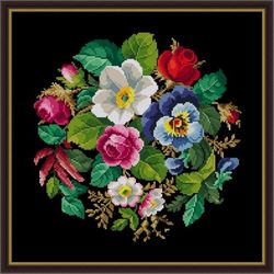 berlin woolwork bouquet 89 vintage cross stitch pattern pdf compatible pattern keeper