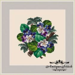 berlin woolwork bouquet 91 forest violets vintage cross stitch pattern pdf compatible pattern keeper