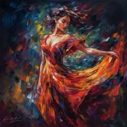 a salsa dancer (oil painting)