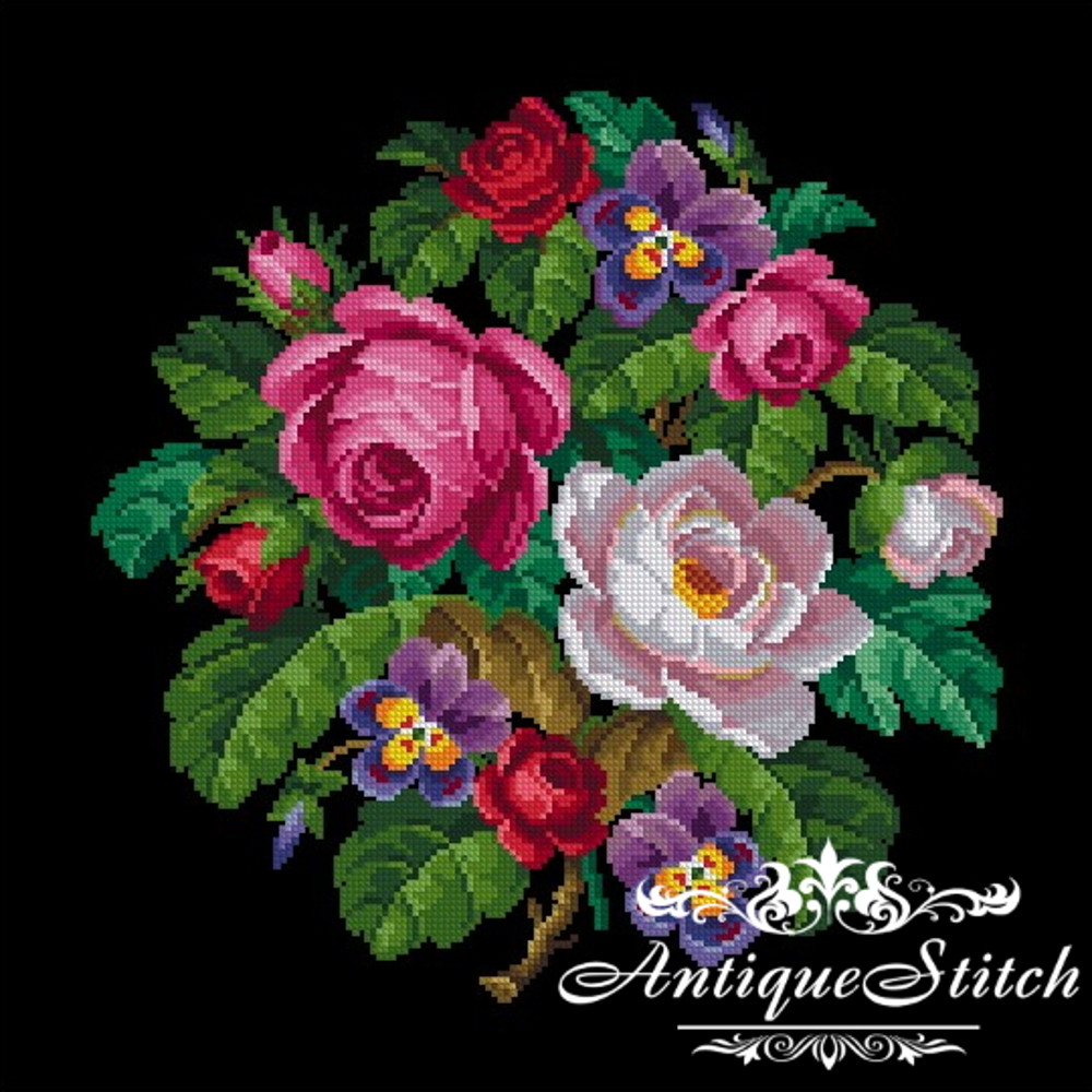 berlin woolwork pattern antique cross stitch roses flowers