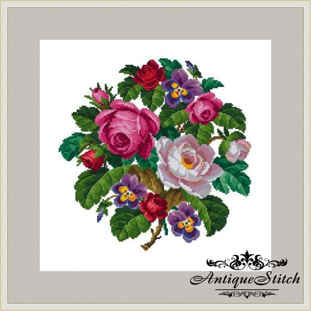 Vintage cross stitch pattern rose