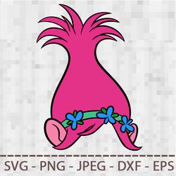 poppy hair poppy trolls svg png jpeg digital cut vector files for silhouette studio cricut design