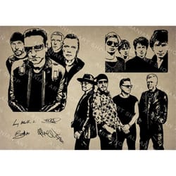 4 digital svg png jpg u2 silhouette, vector, clipart, instant download. music lovers t shirt design bono the edge adam c