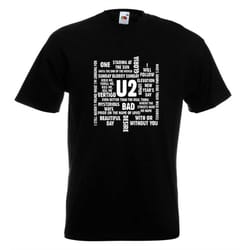 u2 song titles t shirt 12 colours