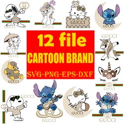 cartoon brand gucci bundle svg, fashion brand svg, silhouette svg files