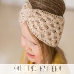 KNITTING PATTERN twist headband x Twisted ear warmer knit pattern x DIY turban headband x Honeycomb knitting x Kids