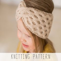 knitting pattern twist headband x twisted ear warmer knit pattern x diy turban headband x honeycomb knitting x kids
