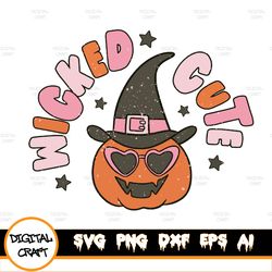 wicked cute svg, retro halloween svg, halloween toddler svg, halloween baby svg, cute halloween svg, vintage svg, hallow