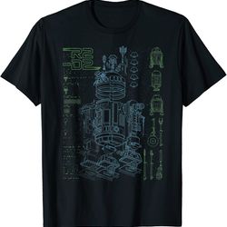 star wars inside r2-d2 schematic graphic t-shirt