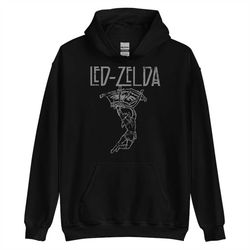 legend of zelda led zeppelin mashup unisex hoodie - breath of the wild, nintendo, switch, legend of zelda, link, videoga