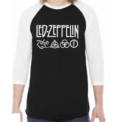 led zeppelin quarter length sleeve raglan shirt