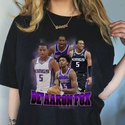 de aaron fox shirt, de aaron fox bootleg shirt, 90s vintage damian graphic tee, sacramento basketball shirt, 90s retro b