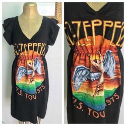 led zeppelin t shirt, led zeppelin t shirt dress, repurposed t shirt, repurposed t shirt dress, tie dye dress, hippie dr