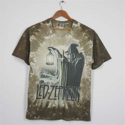 vintage led zeppelin american rock band tye dye t-shirt