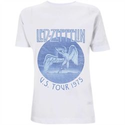 led zeppelin tour '75 blue wash official tee t-shirt mens unisex