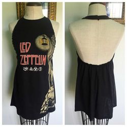 led zeppelin, vintage led zeppelin t shirt, concert t shirt, rock n roll t shirt, t shirt halter, repurposed t shirt, re
