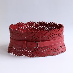 Genuine leather corset belt for women. Wide leather belt. Handmade..